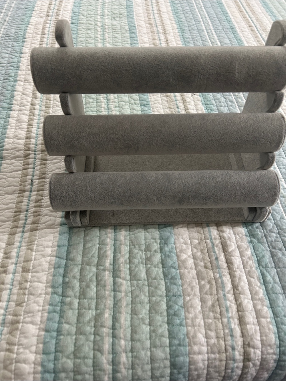 Gray Velvet Jewelry Display Stand